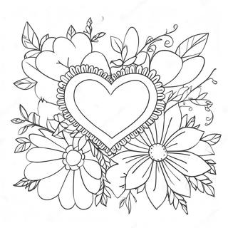 Hearts And Flowers Coloring Pages