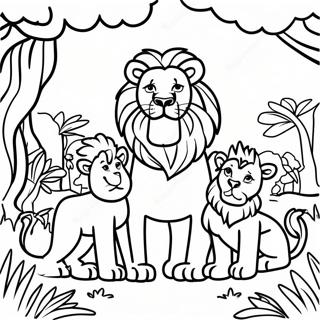 Majestic Lion Family In The Jungle Coloring Page 35603-28634