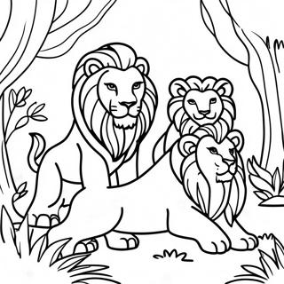 Majestic Lion Family In The Jungle Coloring Page 35603-28635