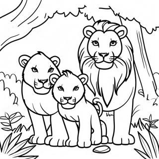 Majestic Lion Family In The Jungle Coloring Page 35603-28636