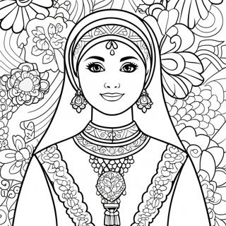 Muslim Girl In Traditional Dress Coloring Page 35632-28658