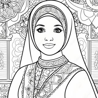 Muslim Girl In Traditional Dress Coloring Page 35632-28659