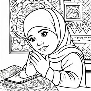 Muslim Girl Praying Coloring Page 35633-28664