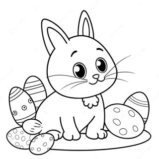 Playful Easter Cat With Eggs Coloring Page 35653-28673