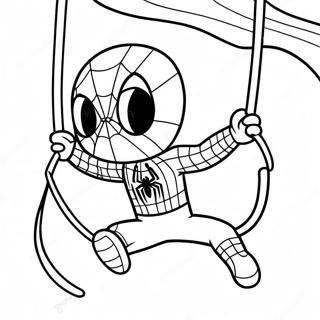 Chibi Spider Man Swinging Coloring Page 35683-28701