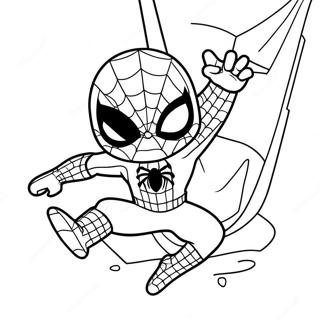 Chibi Spider Man Swinging Coloring Page 35683-28702