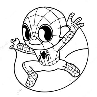 Chibi Spider Man Swinging Coloring Page 35683-28704