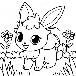 Cute Leafeon In A Flower Field Coloring Page 35693-28709