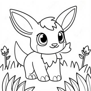 Cute Leafeon In A Flower Field Coloring Page 35693-28710