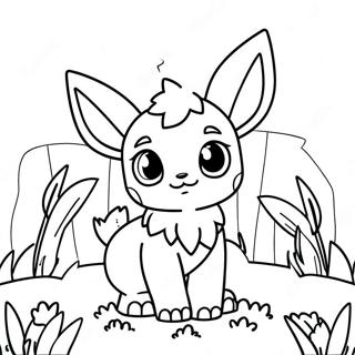 Cute Leafeon In A Flower Field Coloring Page 35693-28711