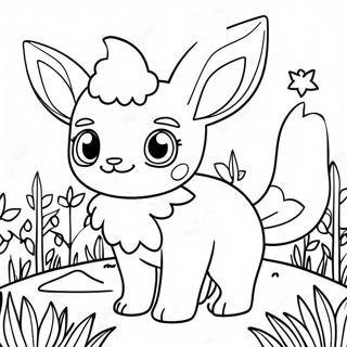 Cute Leafeon In A Flower Field Coloring Page 35693-28712