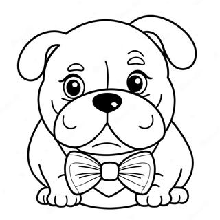 Cute Bulldog With A Bowtie Coloring Page 3572-2949