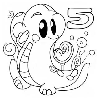 Cute Number 5 Character Coloring Page 35813-28806