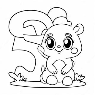 Cute Number 5 Character Coloring Page 35813-28808