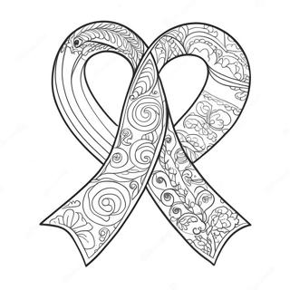 Cancer Ribbon Outline Coloring Pages