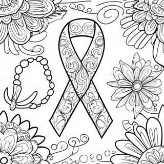 Colorful Cancer Ribbon Design Coloring Page 35873-28854