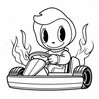 Fast Go Kart With Flames Coloring Page 35883-28879