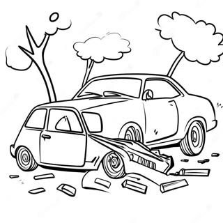 Car Crash Scene Coloring Page 35932-28899