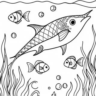 Swordfish Swimming In The Ocean Coloring Page 35972-28935