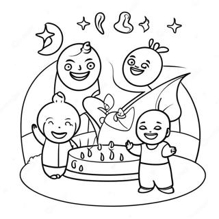 Cheerful Moon Festival Family Coloring Page 36023-28974