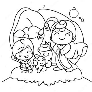 Cheerful Moon Festival Family Coloring Page 36023-28975