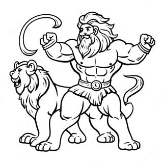 Strong Samson Defeating Lion Coloring Page 36033-28990