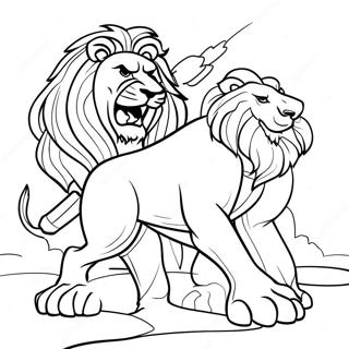 Strong Samson Defeating Lion Coloring Page 36033-28992