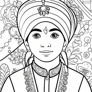 Sikh Boy In Traditional Attire Coloring Page 36083-29024