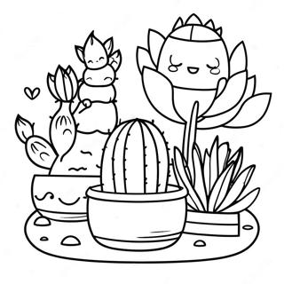 Cute Succulent Garden Coloring Page 3612-2982