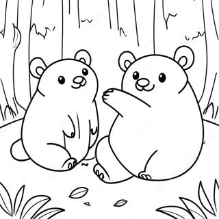 Playful Wombats In A Forest Coloring Page 36153-29077