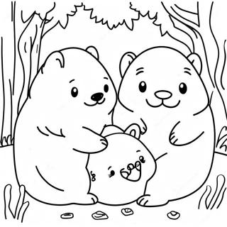 Playful Wombats In A Forest Coloring Page 36153-29078