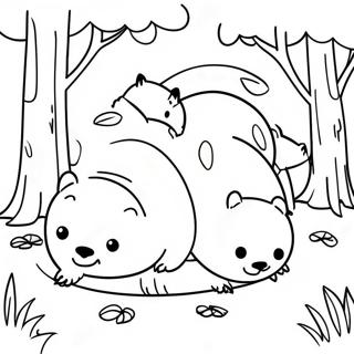 Playful Wombats In A Forest Coloring Page 36153-29079