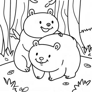 Playful Wombats In A Forest Coloring Page 36153-29080