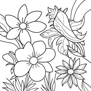 Vibrant Tropical Flowers Coloring Page 36183-29103