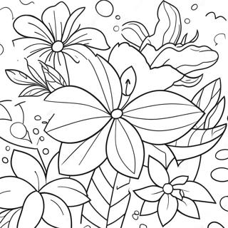 Vibrant Tropical Flowers Coloring Page 36183-29104