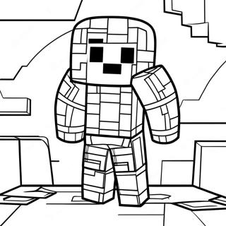 Minecraft Steve In Shiny Diamond Armor Coloring Page 36263-29169