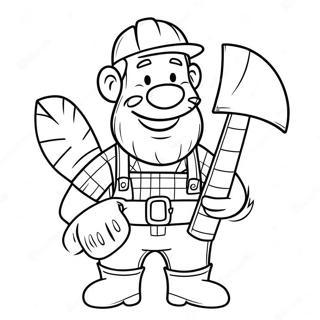 Cheerful Lumberjack With Axe Coloring Page 36303-29205