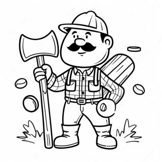 Cheerful Lumberjack With Axe Coloring Page 36303-29206