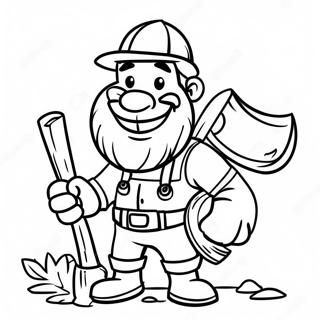 Cheerful Lumberjack With Axe Coloring Page 36303-29207