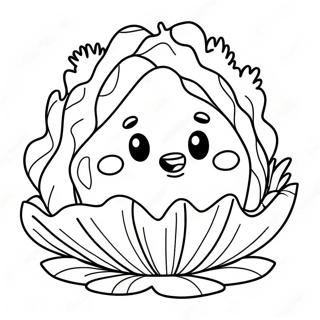 Cute Cartoon Lettuce Coloring Page 36363-29245