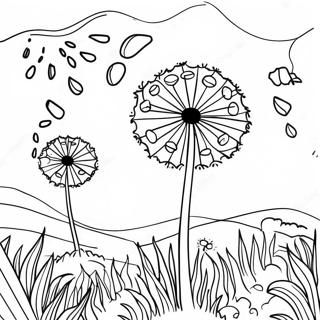 Whimsical Dandelion Field Coloring Page 36413-29285