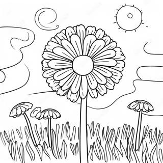 Whimsical Dandelion Field Coloring Page 36413-29288