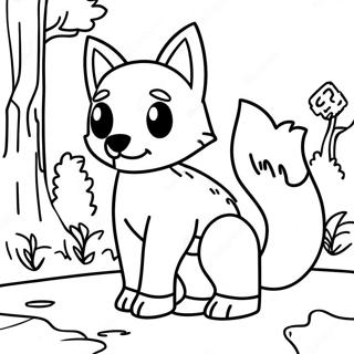 Cute Minecraft Fox In The Forest Coloring Page 36443-29310