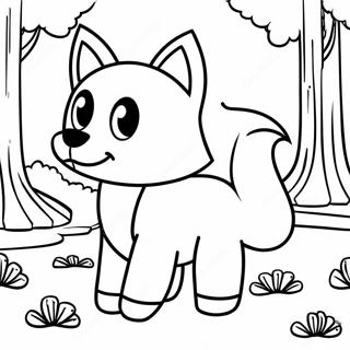 Cute Minecraft Fox In The Forest Coloring Page 36443-29311