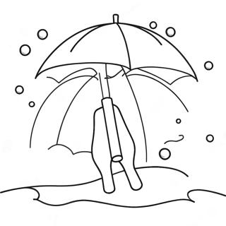 Cute Umbrella Under Rain Coloring Page 36453-29317