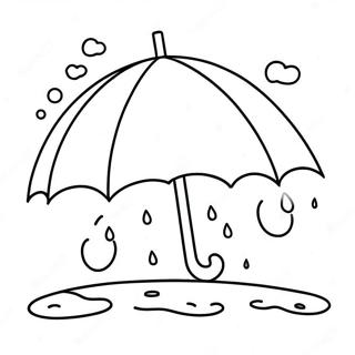 Cute Umbrella Under Rain Coloring Page 36453-29319