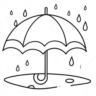 Cute Umbrella Under Rain Coloring Page 36453-29320