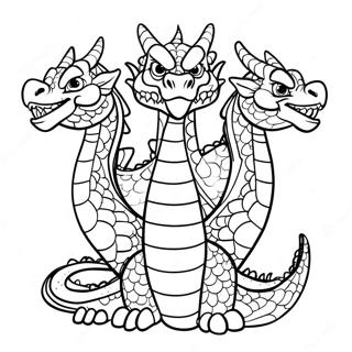 Three Headed Dragon Coloring Pages