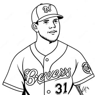 Milwaukee Brewers Baseball Player Coloring Page 36473-29330