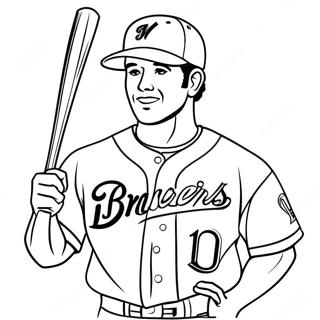 Milwaukee Brewers Baseball Player Coloring Page 36473-29332